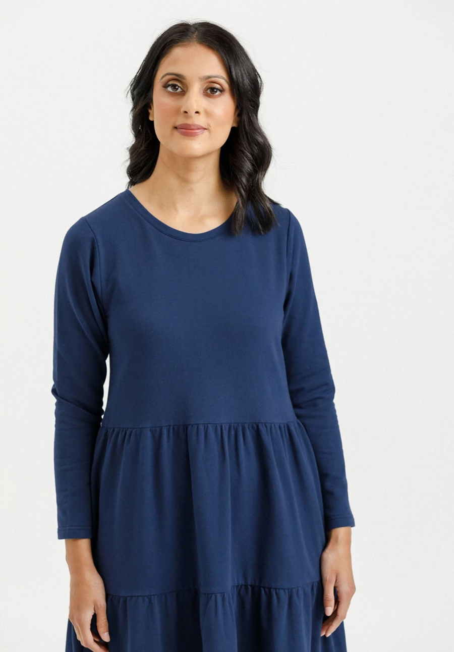 Kendall Long Sleeve Dress - Indigo Blue