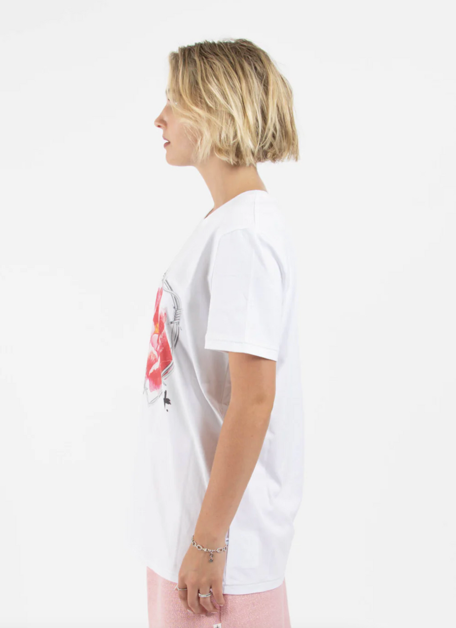 Rush Tee - Caged Rose/White