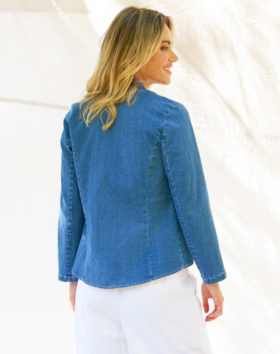 Stacey Denim Military Jacket - Vintage Blue