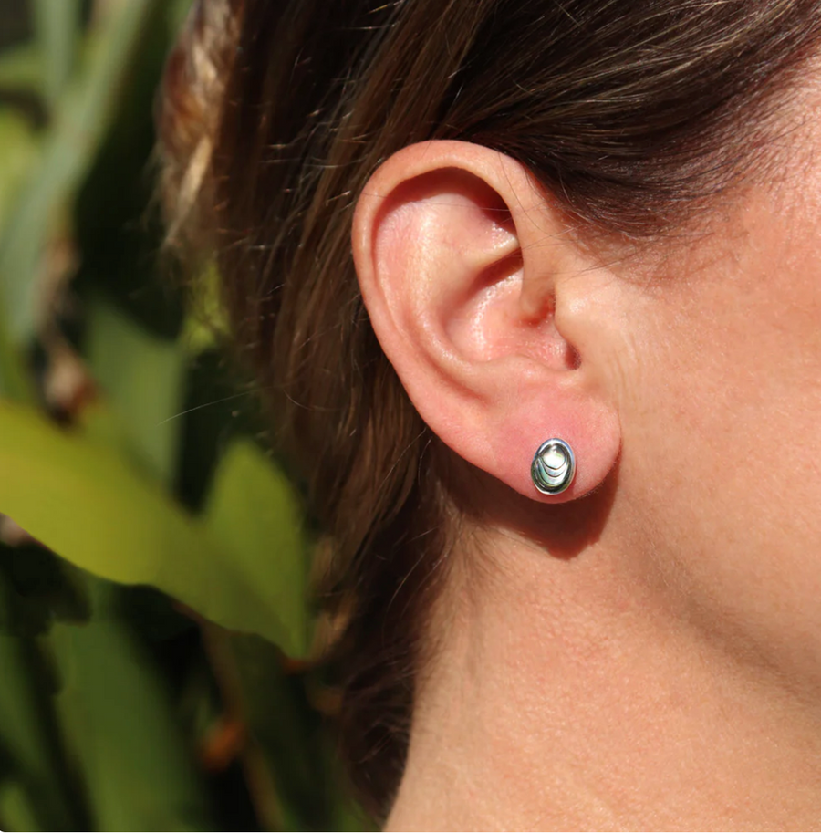 Sterling Silver and Paua Oval Stud