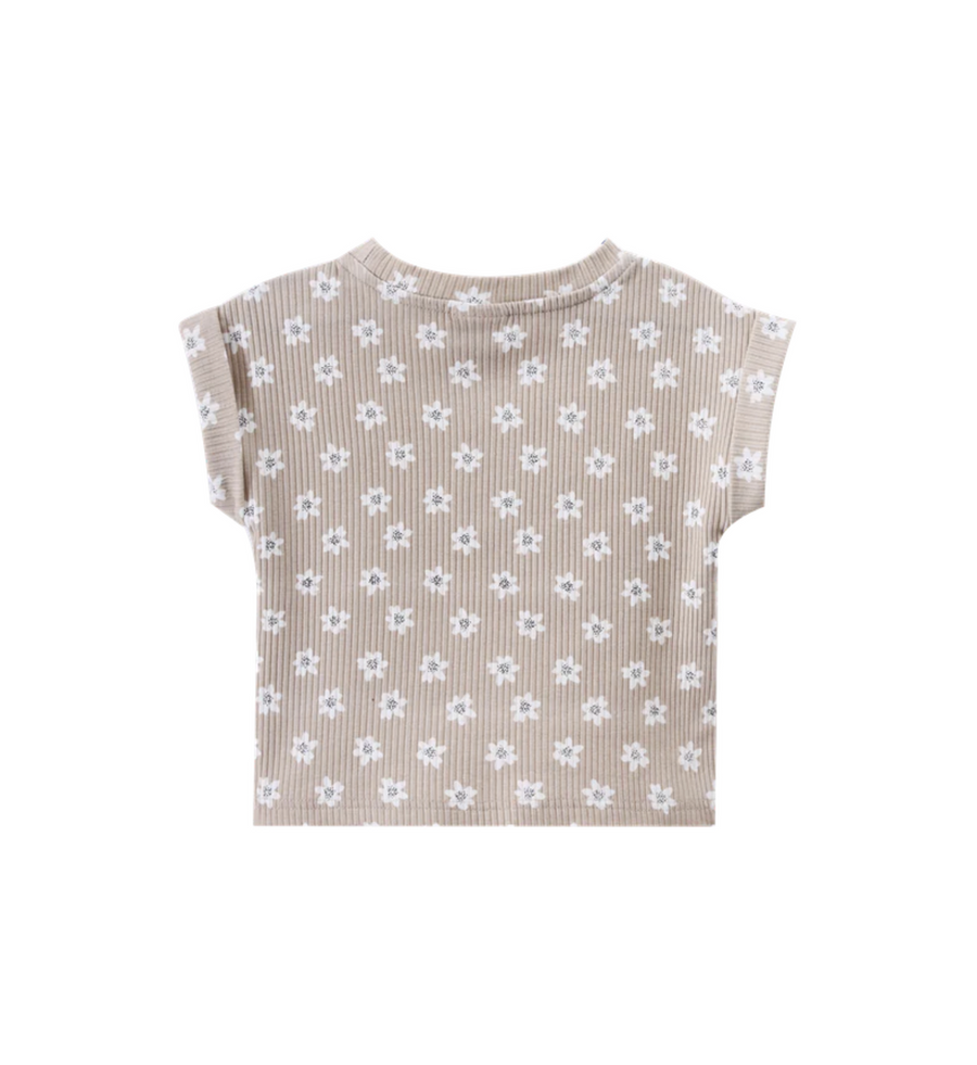 Ellie Embossed Tee - Beige Print