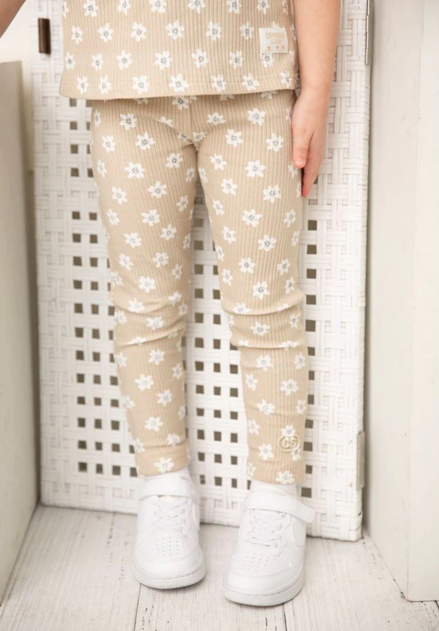 Ellie Embossed Leggings - Beige Print