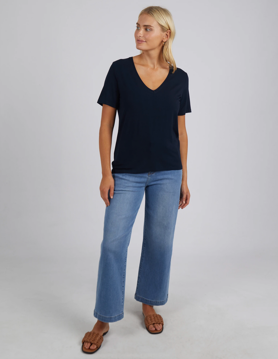 Lexi V Neck Tee - Navy