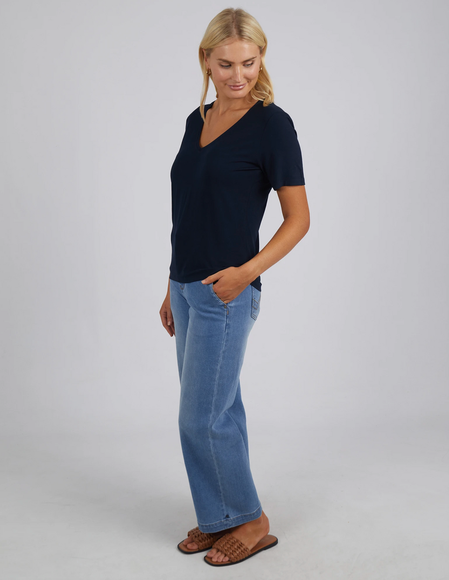 Lexi V Neck Tee - Navy