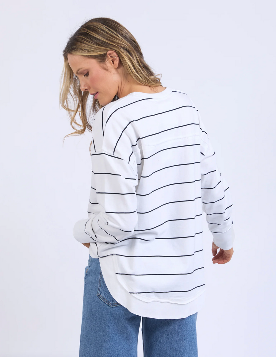 Classic Stripe Simplified Crew - White/Navy Stripe