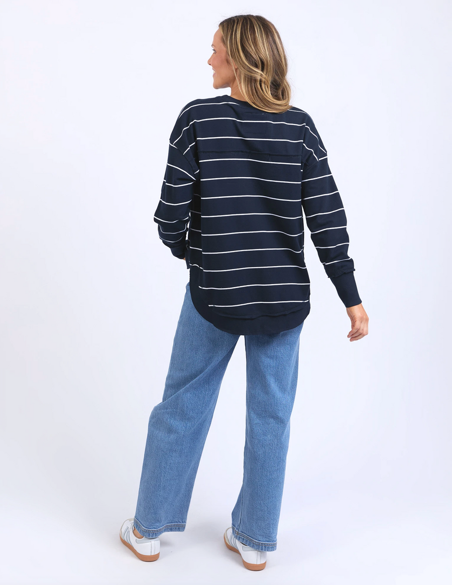 Classic Stripe Simplified Crew - Navy