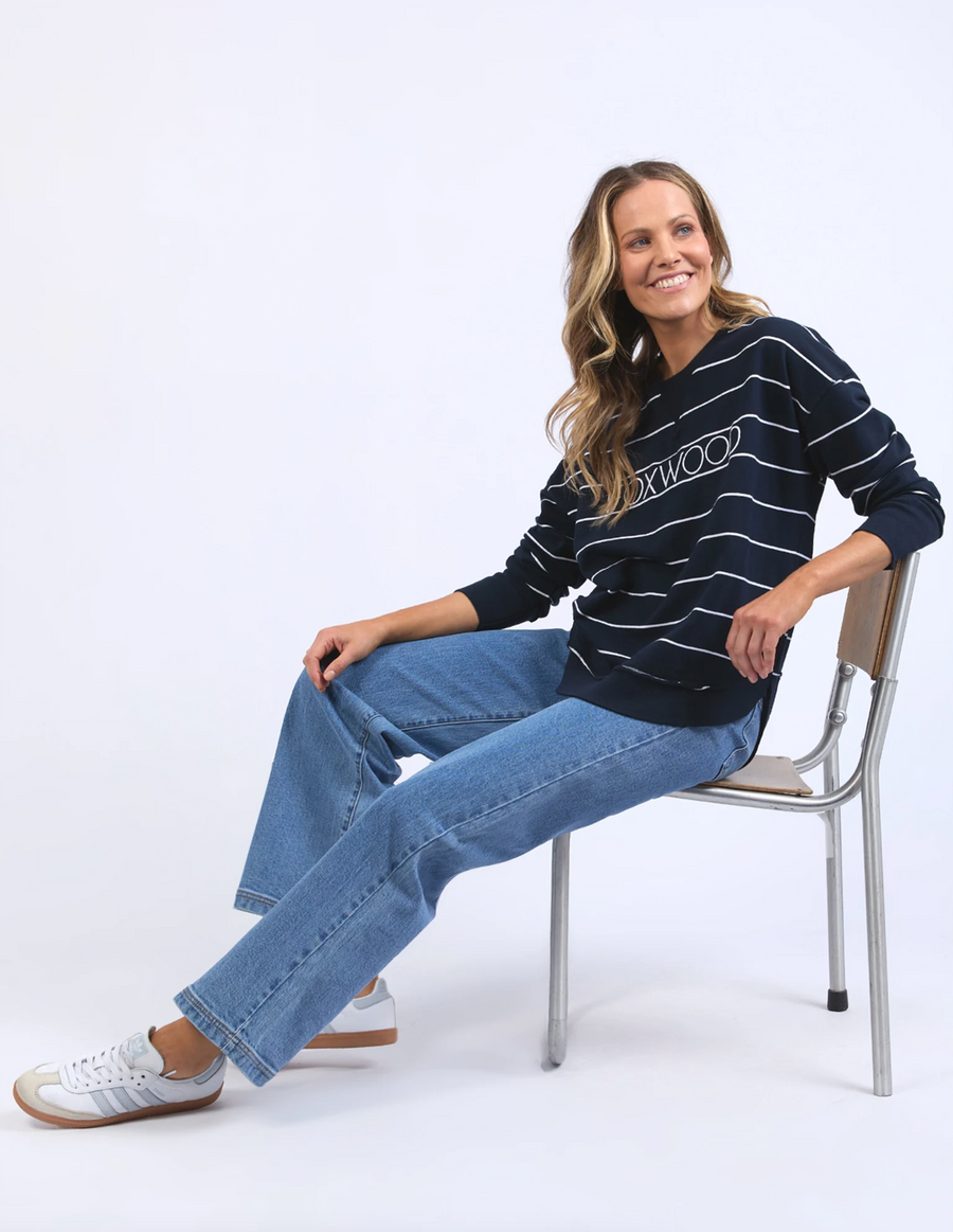 Classic Stripe Simplified Crew - Navy