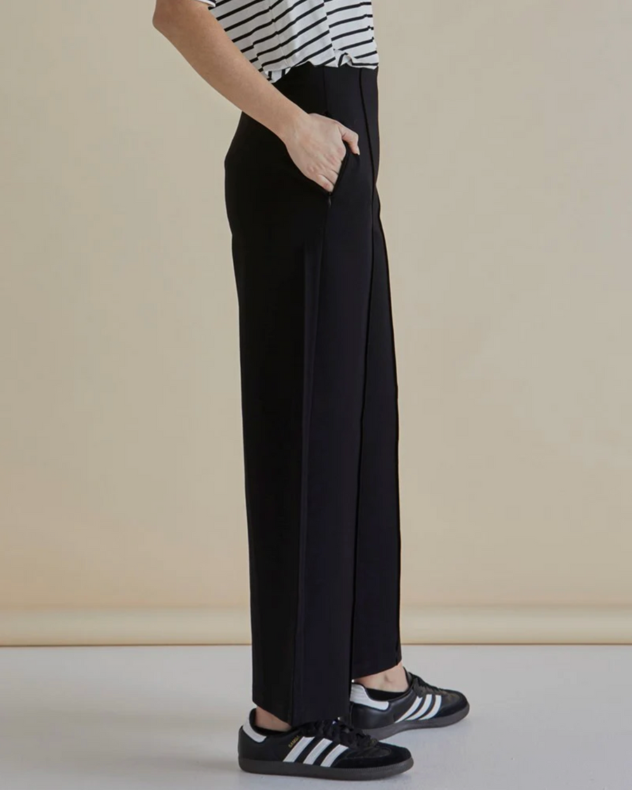 Elodie Wide Leg Ponte Pant - Black