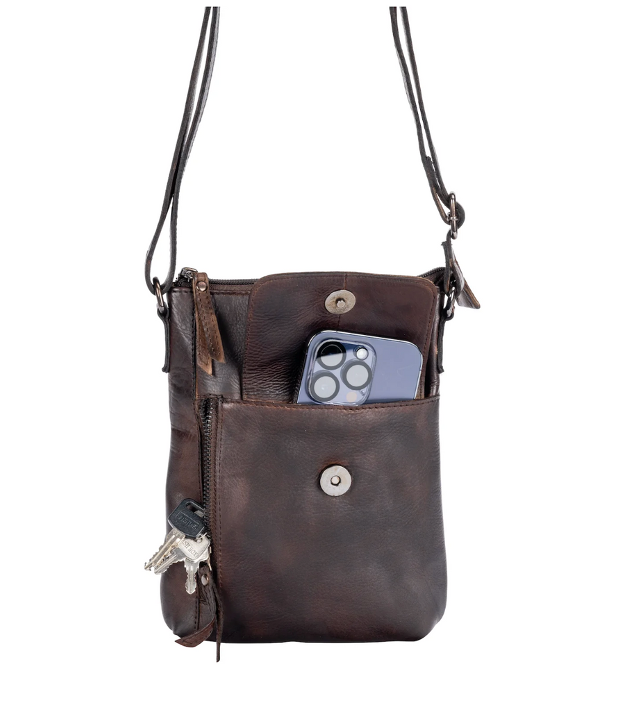 Leather Shoulder Bag Merlin - Brown