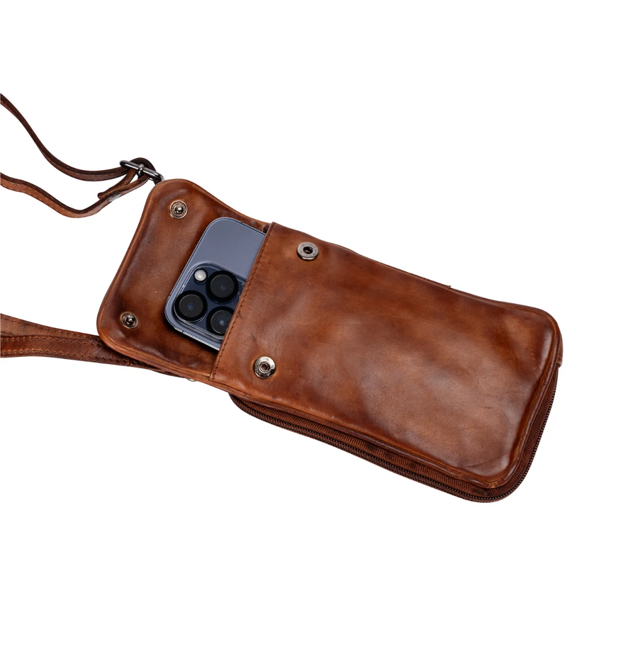 Leather Phone Bag Elk - Cognac