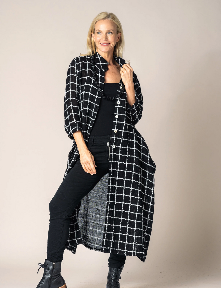 Mirella Linen Jacket in Onyx