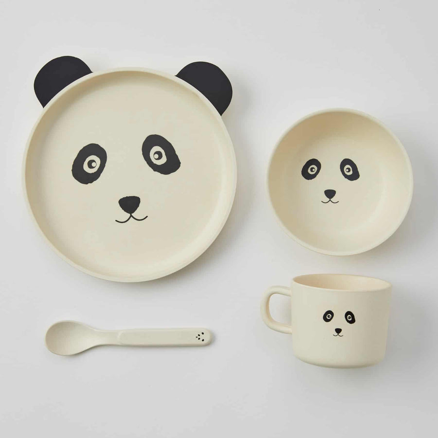 Animal Faces Bamboo 4pc Dinner Set - Panda