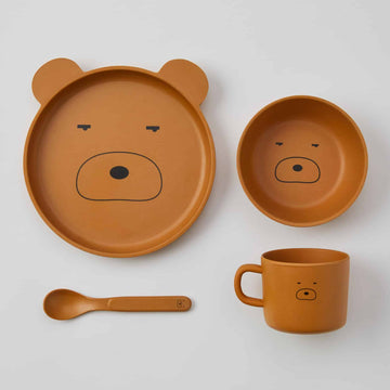 Animal Faces Bamboo 4pc Dinner Set - Bear