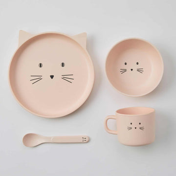 Animal Faces Bamboo 4pc Dinner Set - Kitten