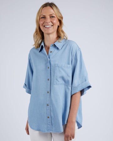 Blissful Chambray Short-Sleeve Shirt