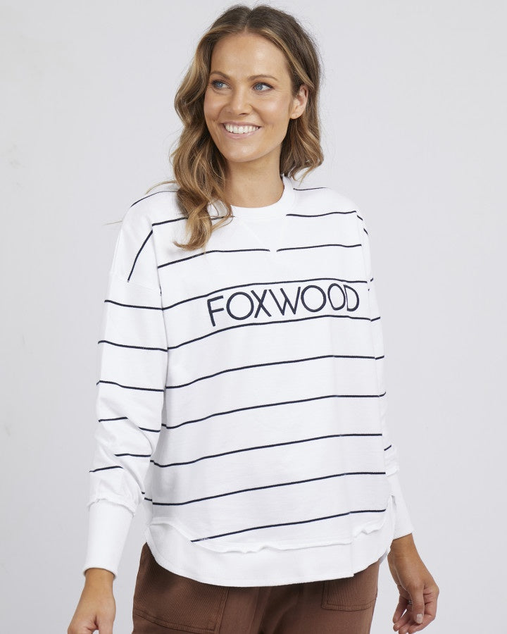 Classic Stripe Simplified Crew - White/Navy Stripe