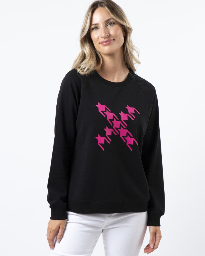 Classic Sweater - Black with Neon Houndstooth