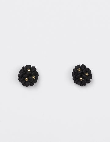 Earring - Mini Ball Flower Black