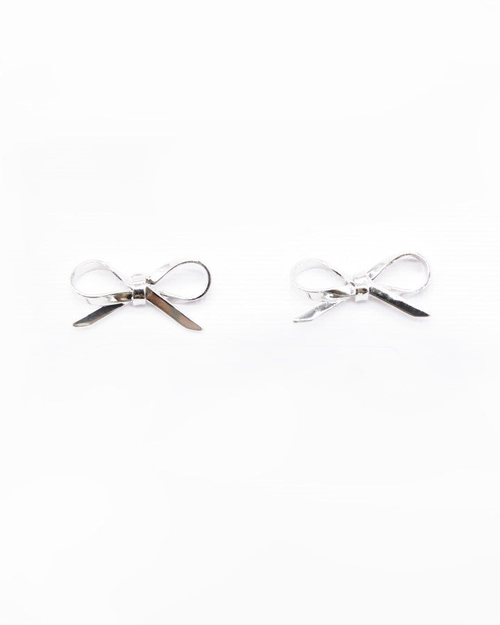 Earring - Silver Dainty Bow Large