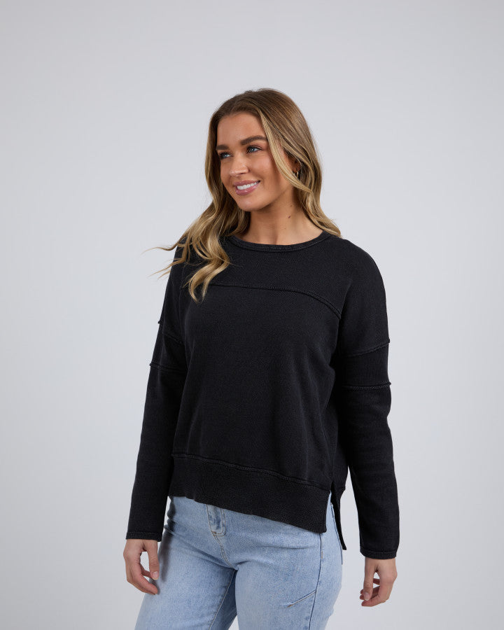 Jayne Throw On Knit - Washed Black