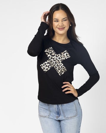 Long Sleeve Tee - Leopard Cross