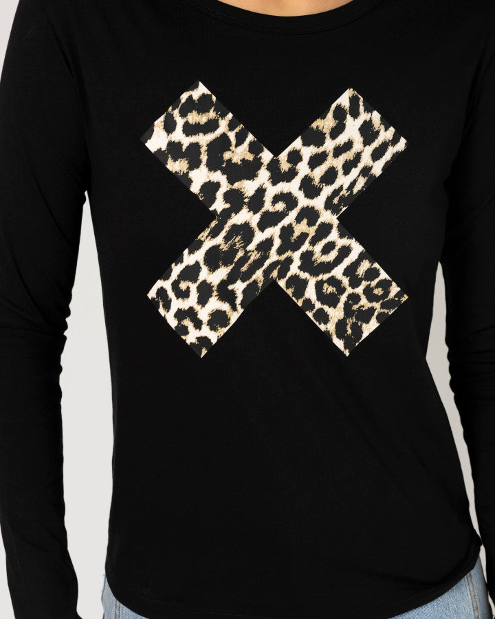 Long Sleeve Tee - Leopard Cross