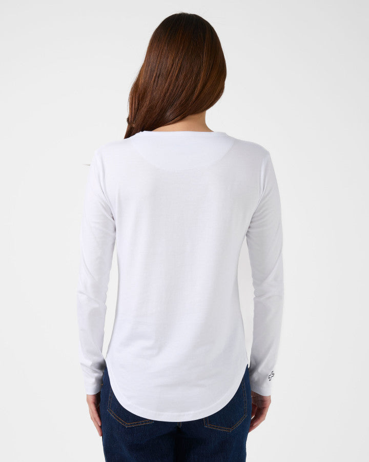 Long Sleeve Tee - White Grunge Heart