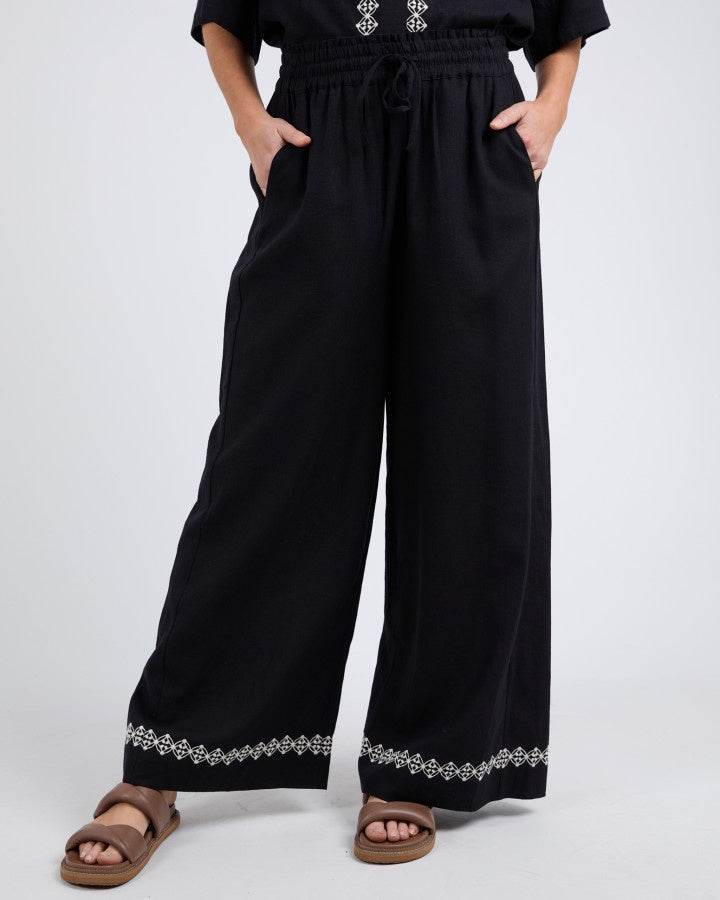 Nina Embroidered Pant - Black