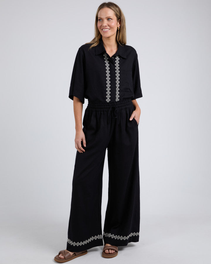 Nina Embroidered Pant - Black