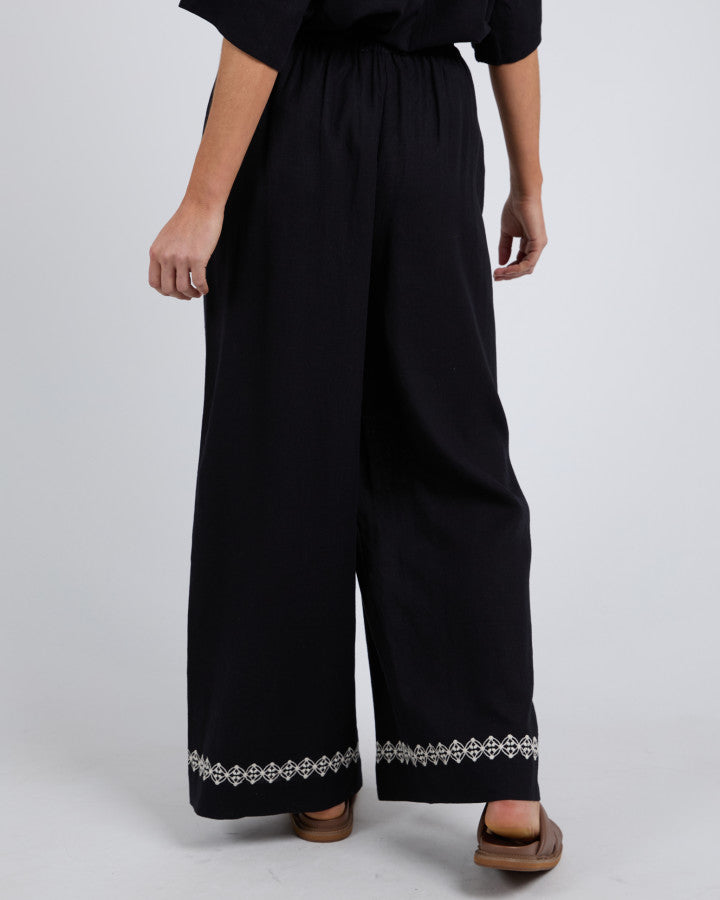 Nina Embroidered Pant - Black