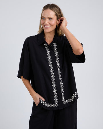 Nina Embroidered Shirt -Black