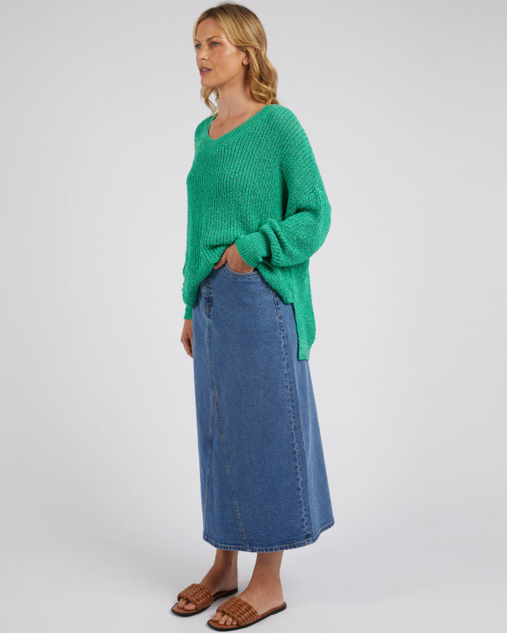 Rachele V Neck Knit - Greenbriar