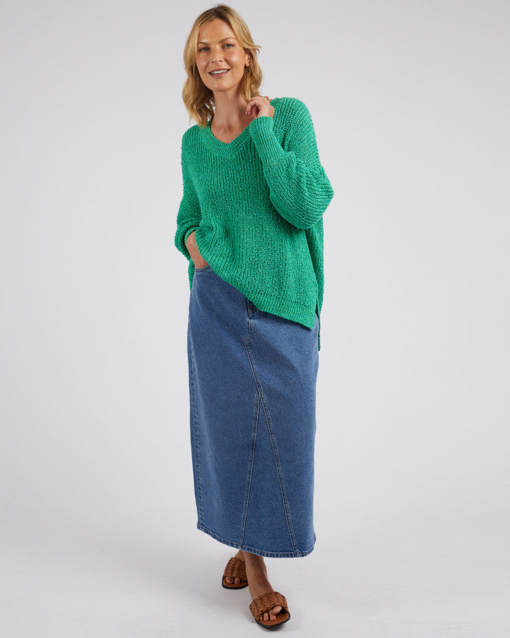 Rachele V Neck Knit - Greenbriar