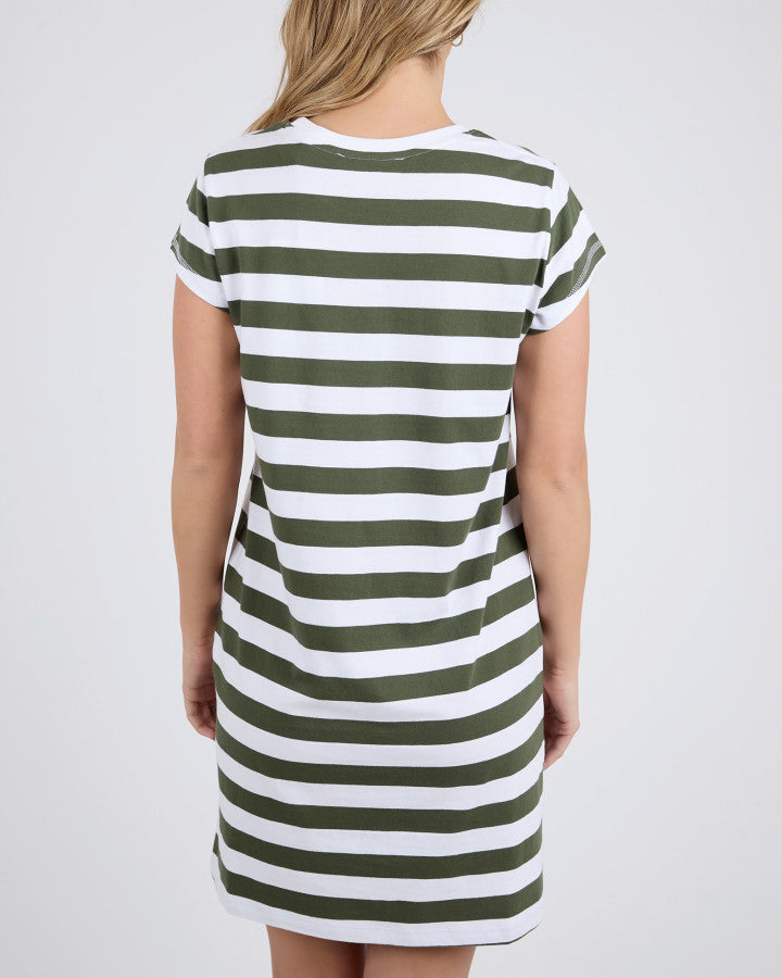 Signature Stripe Tee Dress - Khaki