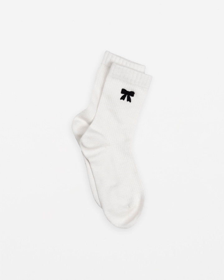 Socks - White with Black Bow