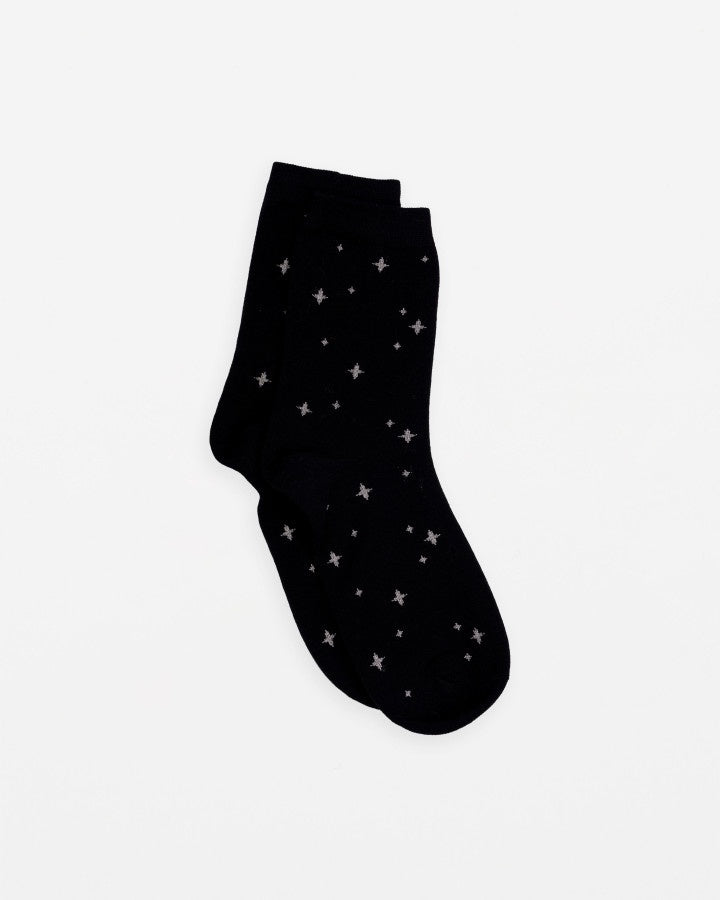 Socks - Black with Mini Silver Stars