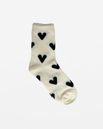 Socks - White with Black Hearts