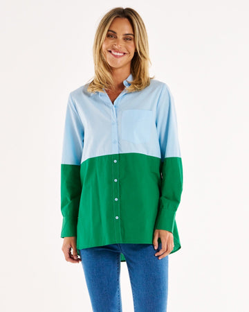 Splice Shirt - Green/Blue Splice