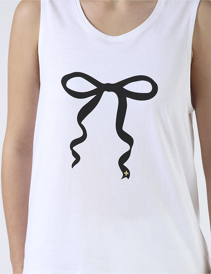 Tank - White with Black Bow