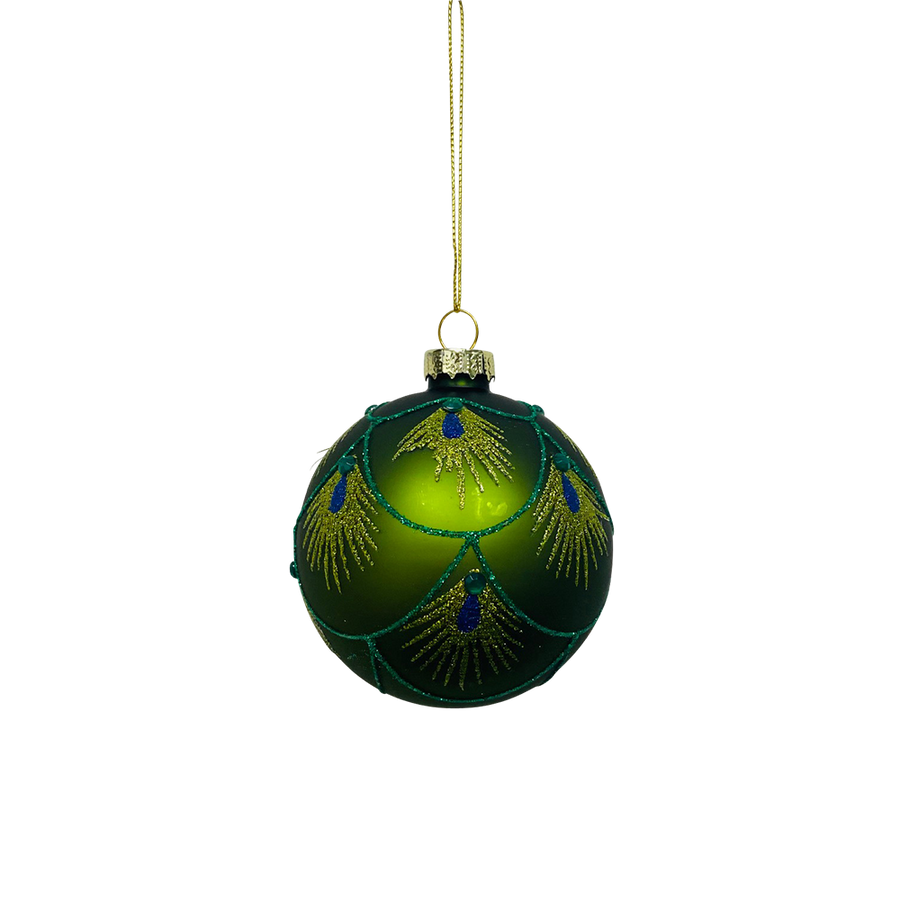 Green Peacock Glass Ball Hanging Decoration